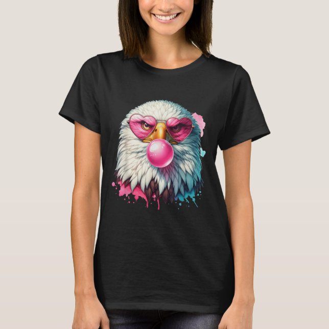 T-shirt Amusant Aigle Bald Mignonne Aigle Avec Des Gles Nk (Devant)
