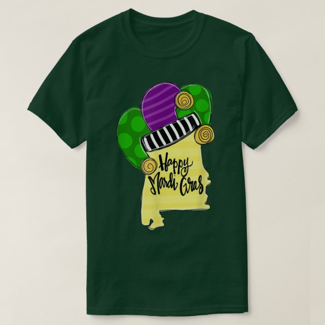 T-shirt Amusant Alabama Joyeux Mardi Gras Carnival Holiday (Design devant)