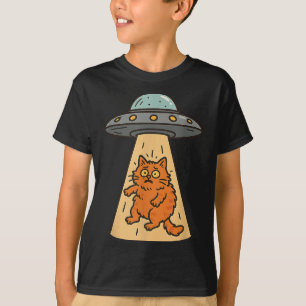 T-shirt Amusant Alien Chat Enlèvement Ufo vaisseau spatial