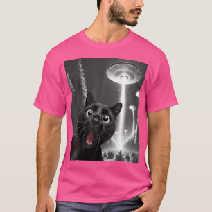 T-shirt Amusant Alien De Chat Noir Ufo Prendre Une Maman D