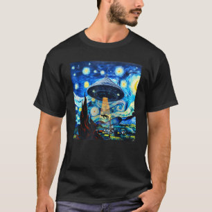 T-shirt Amusant Alien d'enlèvement OVNI Starry Night Art O