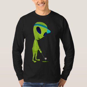 T-shirt Amusant Alien Jouer Golf Parodie Golfer UFO Golf