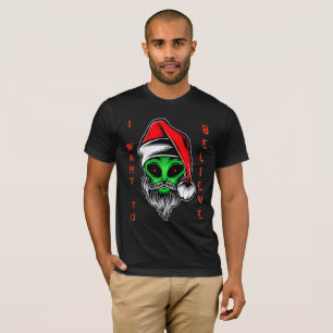 T-shirt Amusant Alien Père Noël Je Veux Croire