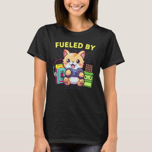T-shirt Amusant Alimenté Par Gamer Chat Chocolate & Les an