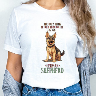 T-shirt Amusant Allemand Berger Café Lover