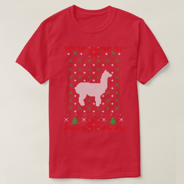 T-shirt Amusant Alpaca Llamas laide laide de Noël (Design devant)