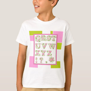 T-shirt Amusant alphabet, alphabet fleuri, alphabet
