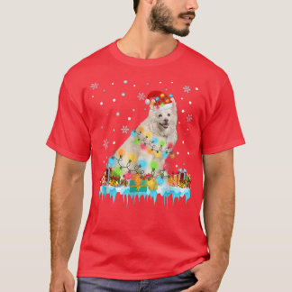 T-shirt Amusant Américain Eskimo Dog Tree lumières de Noël