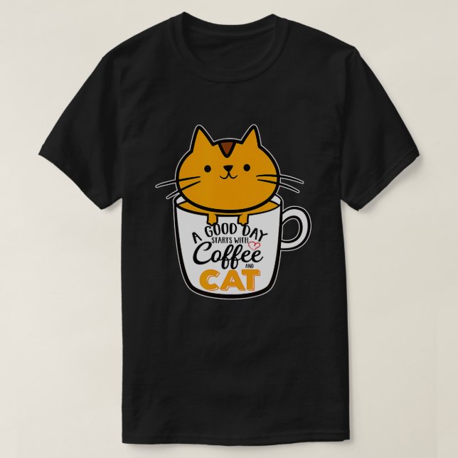 T-shirt Amusant Amoureux des chats de pâte à café orange ( (Design devant)