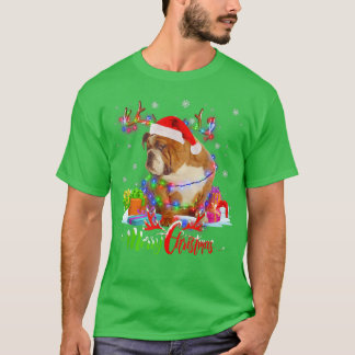 T-shirt Amusant anglais Chien Chien Chien Joyeux Noël Fa