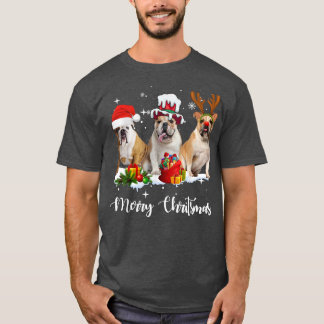 T-shirt Amusant anglais Chien Chien Chien Joyeux Noël Fa