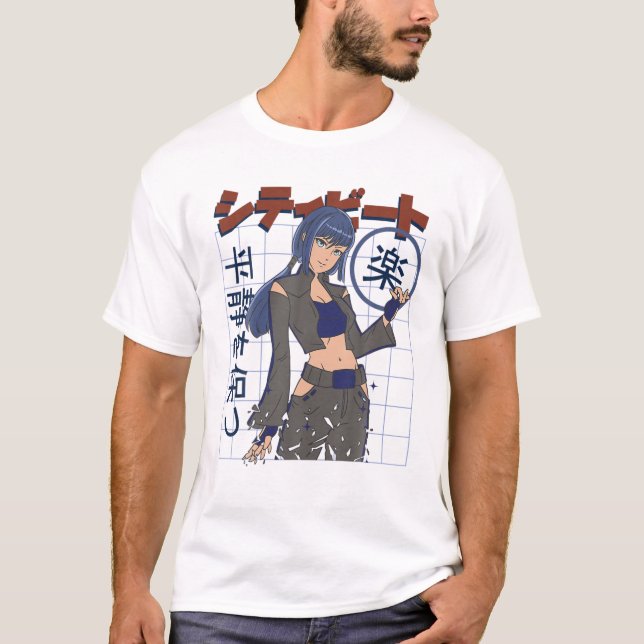 T-shirt Amusant Anime Japonais Yeux Ado Personnages fille  (Devant)