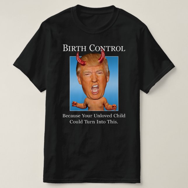 T-shirt Amusant Anti Trump Man Baby Devil Contrôle des nai (Design devant)