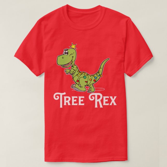 T-shirt Amusant arbre Re Dino Dinosaur lumières de Noël No (Design devant)