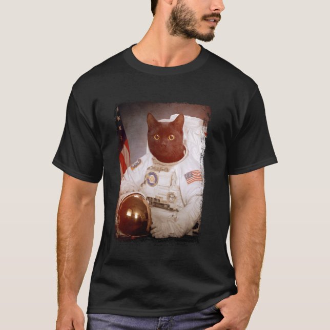T-shirt Amusant astronaute de chat Lune Mission spatiale A (Devant)
