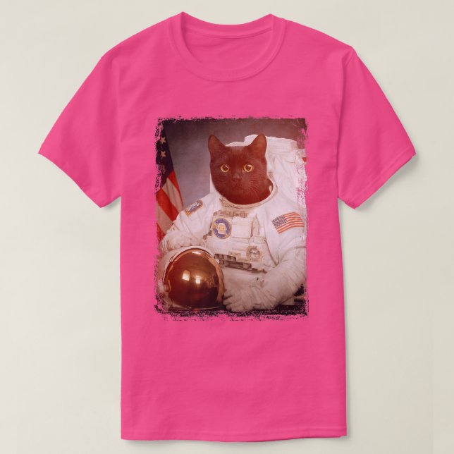T-shirt Amusant astronaute de chat Lune Mission spatiale A (Design devant)