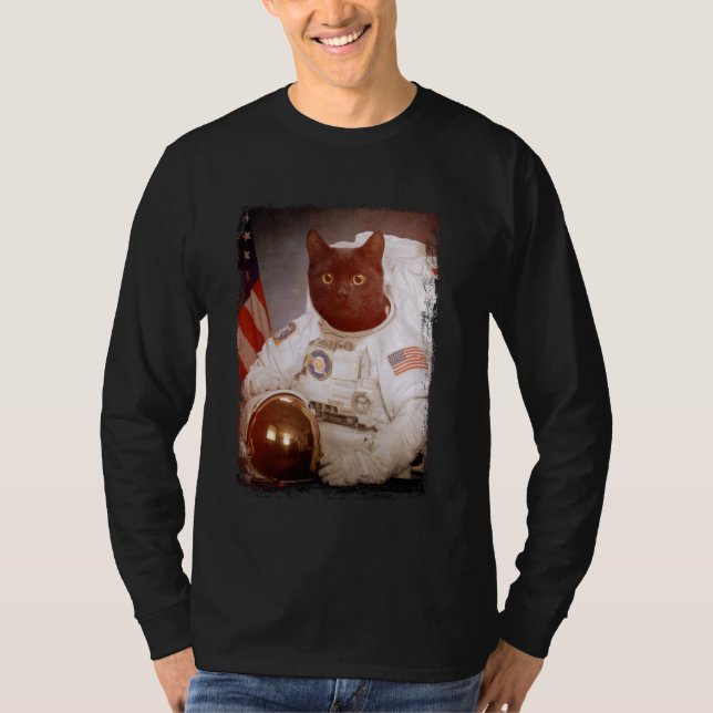 T-shirt Amusant astronaute de chat Lune Mission spatiale A (Devant)