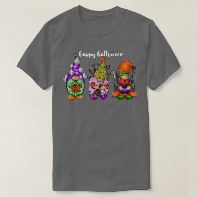 T-shirt Amusant automne Halloween Gnomes, jardin Éffrayant (Design devant)
