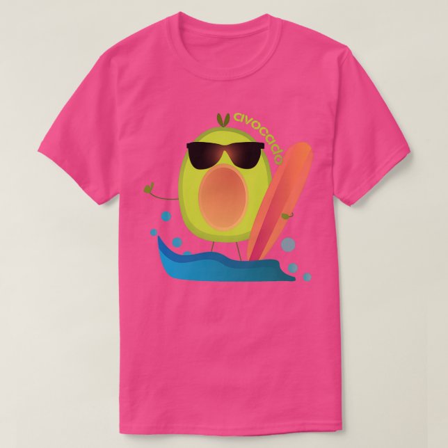 T-shirt Amusant Avocado Surfing Cute Funny Avocado (Design devant)