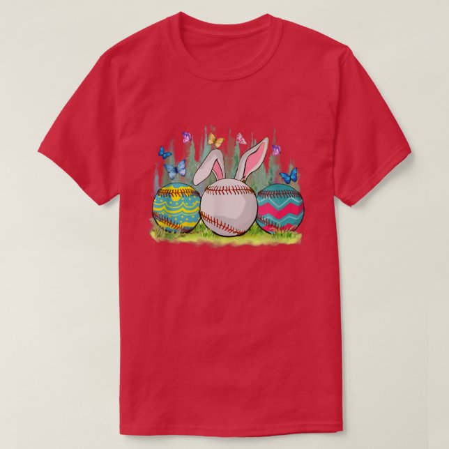 T-shirt Amusant Baseball Squad Joli Bunny Baseball Happy E (Design devant)