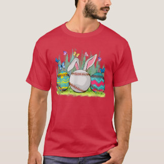 T-shirt Amusant Baseball Squad Joli Bunny Baseball Happy E
