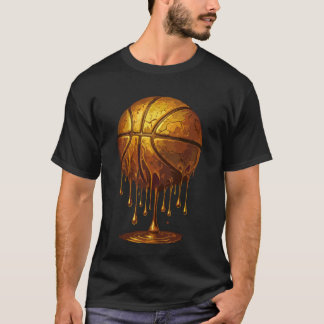 T-shirt Amusant Basket-ball à gouttes dorées Cool Aestheti