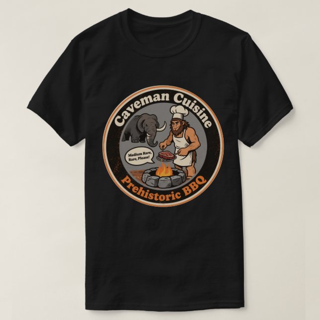 T-shirt Amusant BBQ Préhistorique (Design devant)