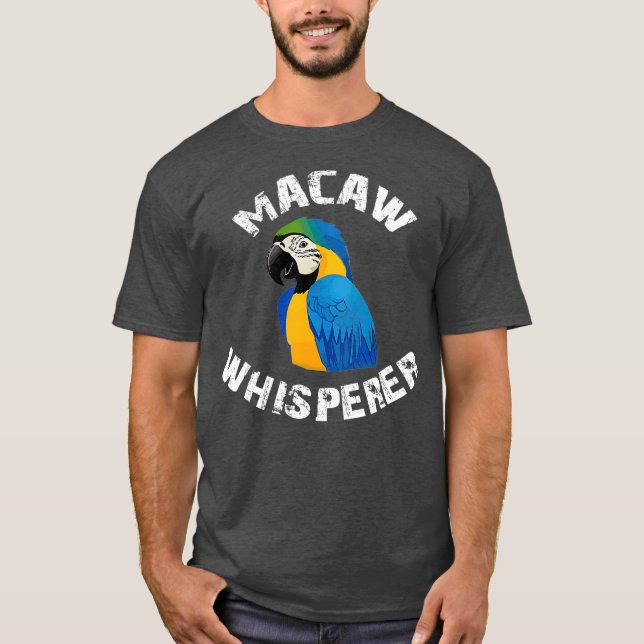 T-shirt Amusant Bleu Et Or Macaw Whisperer Oiseau Parrot (Devant)