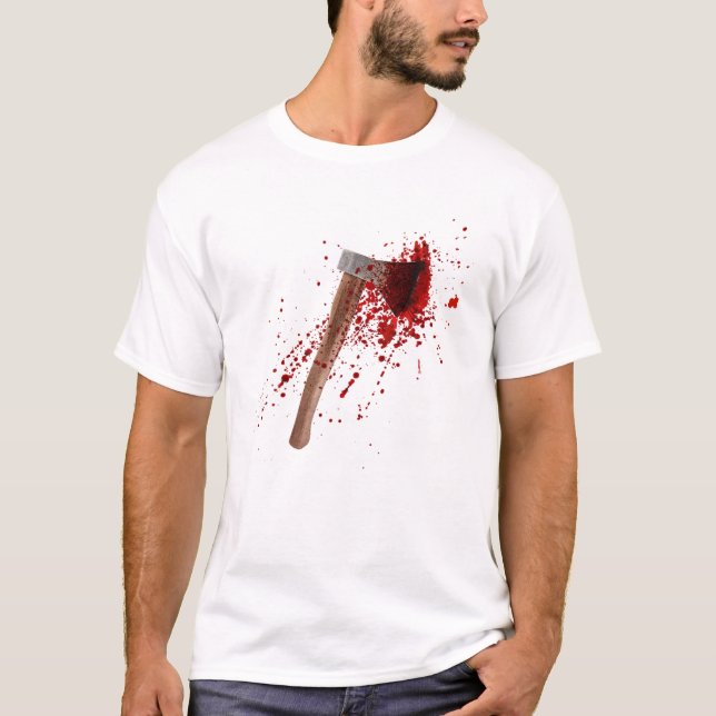 T-shirt Amusant Bloody Ax Halloween Costume Mens de jumela (Devant)