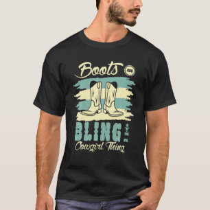 T-shirt Amusant Boots Cowgirl Bling