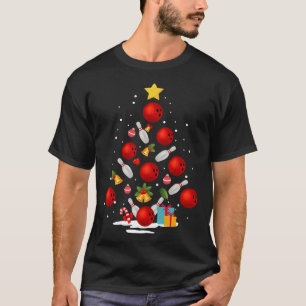 T-shirt Amusant Bowling Christmas Tree Lumières Noël Cadea