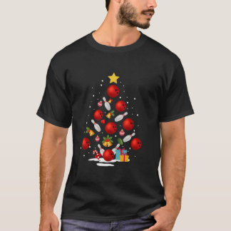 T-shirt Amusant Bowling Christmas Tree Lumières Noël Cadea