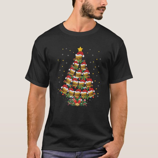 T-shirt Amusant Burger Amant Xmas Arbre Santa Hat Burger C (Devant)