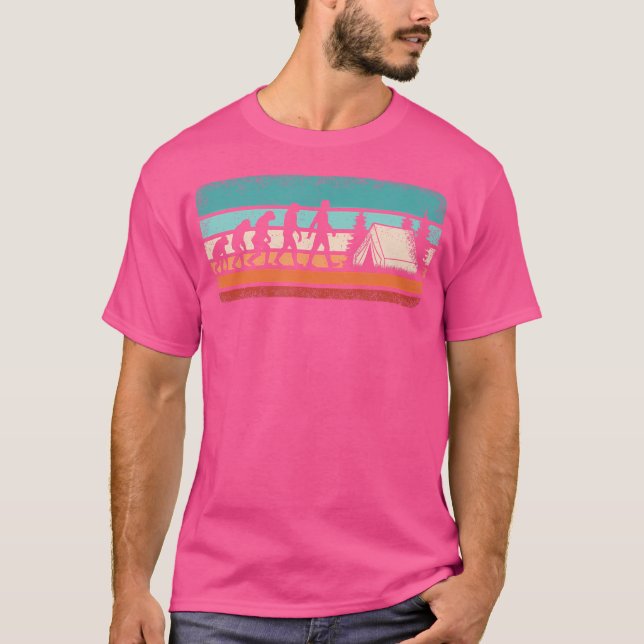 T-shirt Amusant Camping Evolution Retro Camper Randonnée C (Devant)