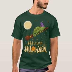 T-shirt Amusant Chameleon Ride Witch Chameleon Hallowee