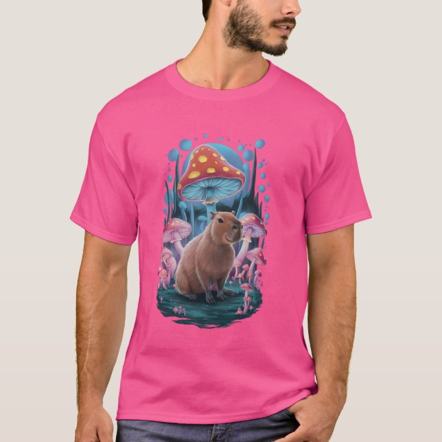 T-shirt Amusant Champignon Spatial Capybara (Devant)