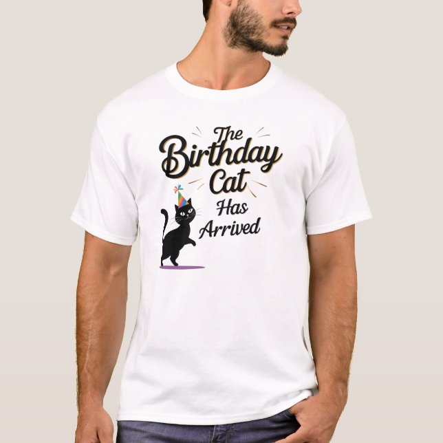 T-shirt Amusant Chat Anniversaire Fête Arrivée (Devant)