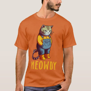 T-shirt Amusant Chat Farmer Mème Meow Howdy Meowdy 3