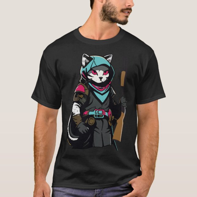 T-shirt Amusant Chat Kitty Pew Gun mème de fusil Lover Pul (Devant)