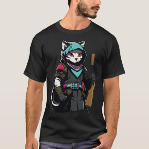T-shirt Amusant Chat Kitty Pew Gun mème Fusil Amoureux