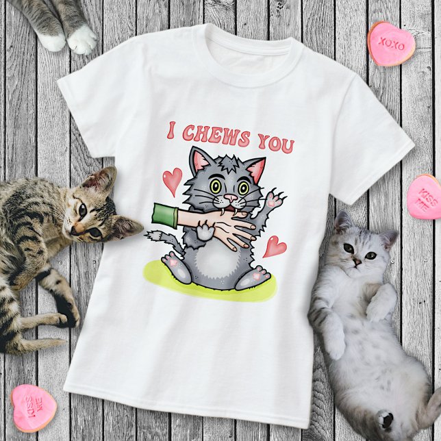 T-shirt Amusant chat mâcher main je vous mâche Saint Valen (Créateur téléchargé)