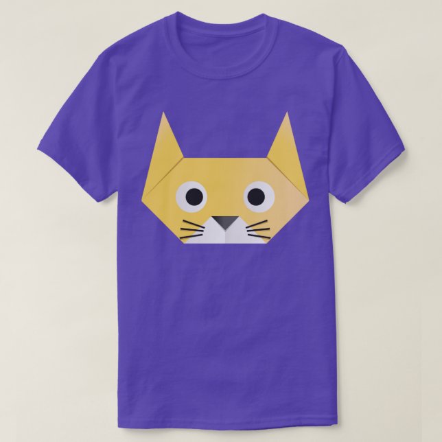 T-shirt Amusant Chat visage Origami Style (Design devant)