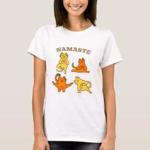 T-shirt Amusant Chat Yoga Shirt Design Avec Namaste Cats