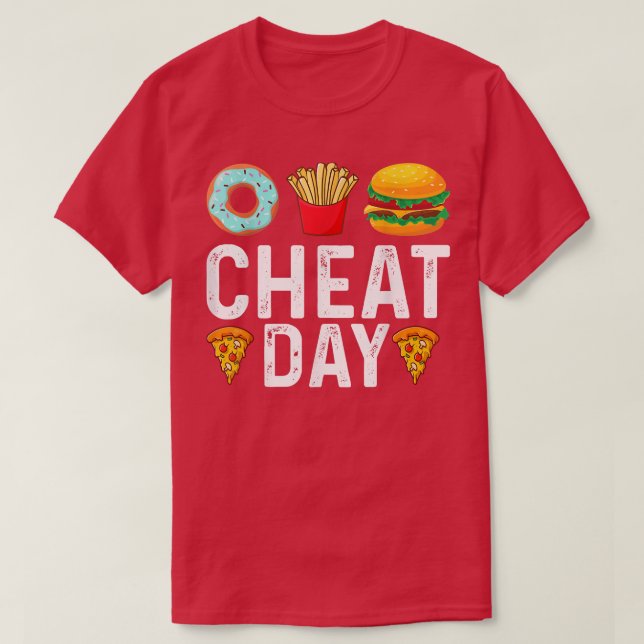 T-shirt Amusant Cheat Day Outfit, beignets, Fries, Pizza & (Design devant)