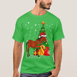 T-shirt Amusant Cheval Cadeau Santa Hat Cheval Noël T