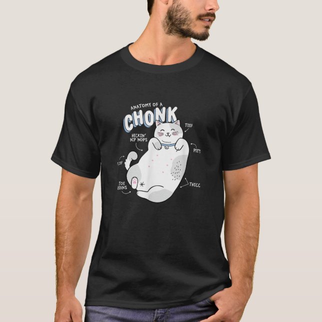 T-shirt Amusant Chonk Chat Mème Anatomie d'un Chonk (Devant)