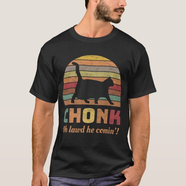 T-shirt Amusant Chonk Scale Chat Meme (Devant)