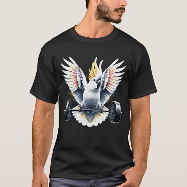 T-shirt Amusant Cockatoo Perrot levage de poids (Devant)