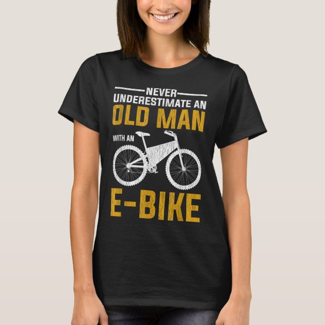 T-shirt Amusant Conception De Vélo Électrique Vieux Homme  (Devant)