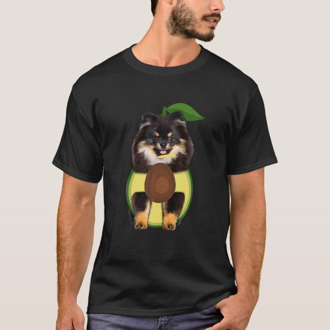 T-shirt Amusant costume d'Halloween Pomeranien Avocado mig (Devant)